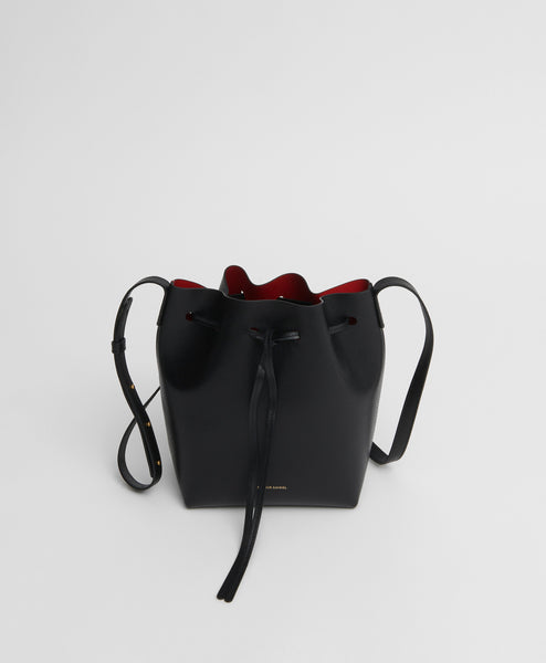 Mansur Gavriel Mini Mini Saffiano Leather Bucket Bag In Blu