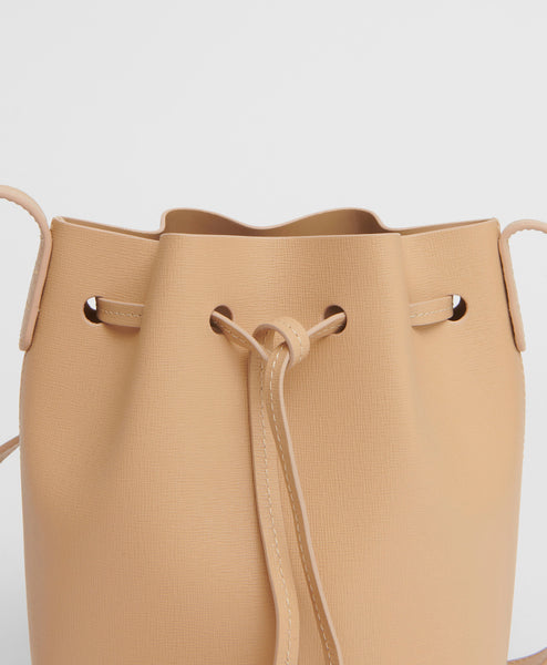 Mansur Gavriel Mini Saffiano Leather Bucket Bag Sand