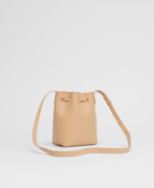 Mansur Gavriel Mini Saffiano Leather Bucket Bag Sand