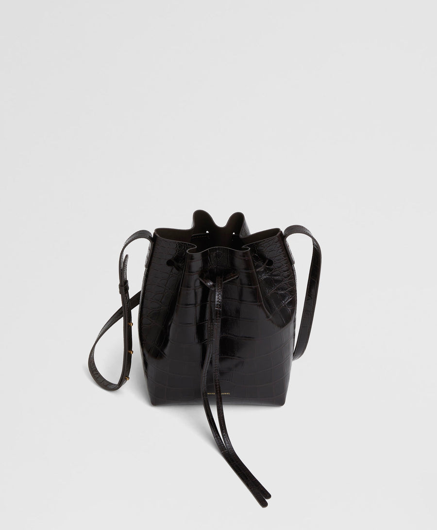 Mansur Gavriel Mini Mini Saffiano Leather Bucket Bag In Papaya