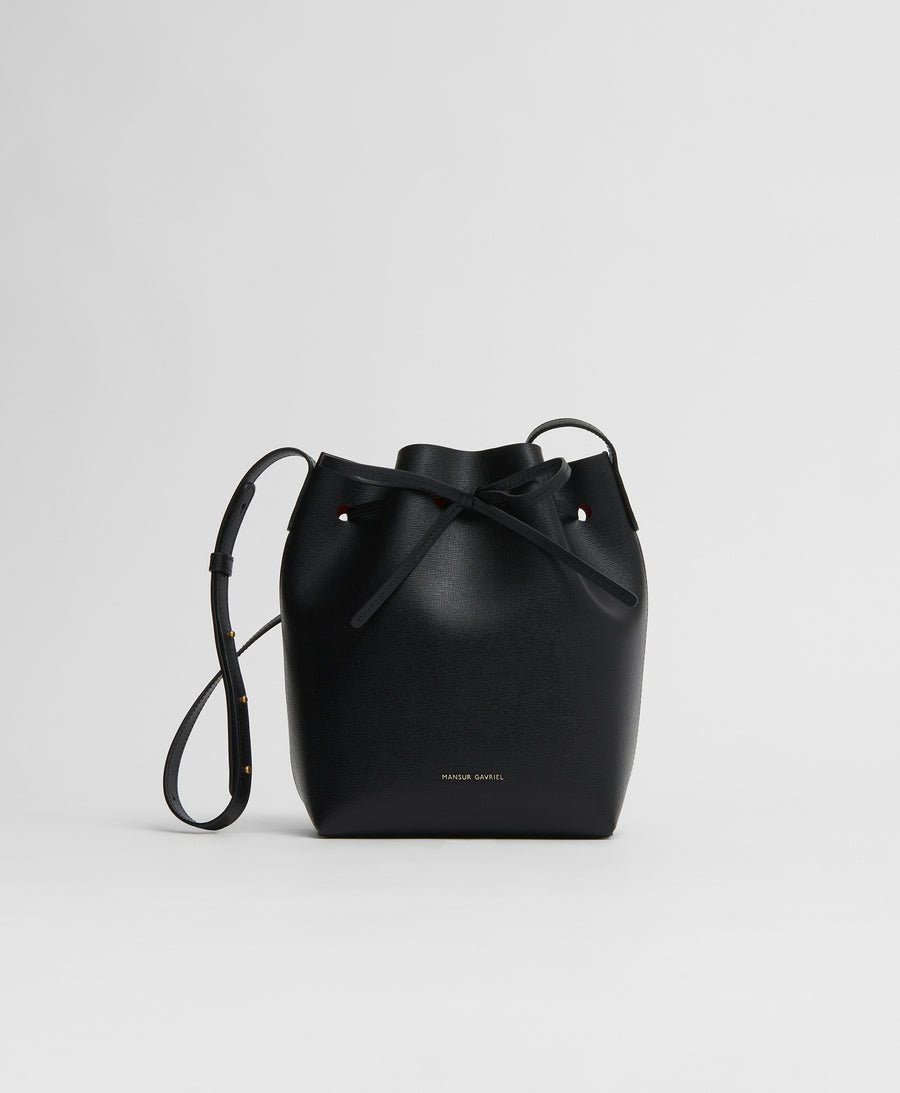 Mini Mini Bucket Bag - Black/Flamma  Bucket bag, Mansur gavriel bucket bag,  Bags