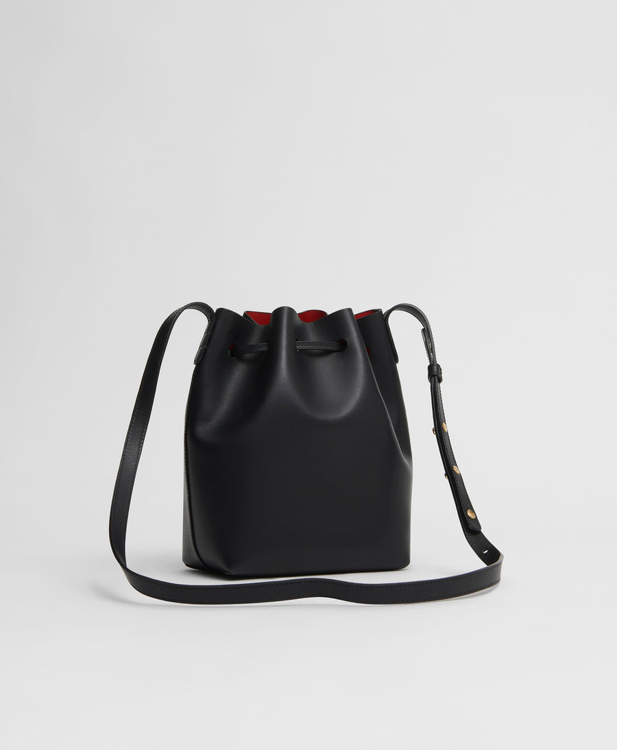 Mansur Gavriel Mini Leather Bucket Bag in Natural