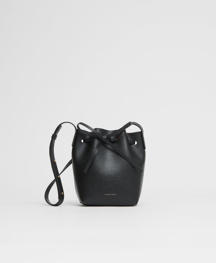 Mansur Gavriel Black/Marine Vegetable Leather Large Bucket Bag