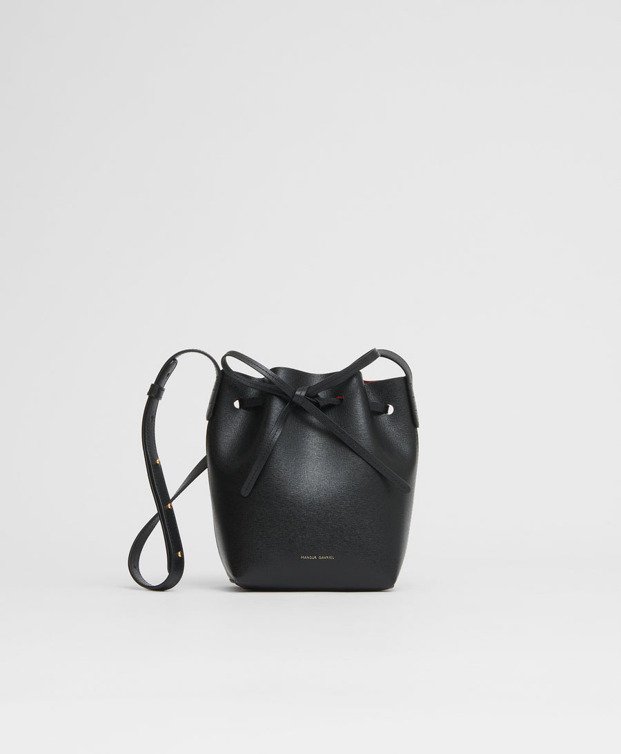 Mansur Gavriel Mini M Frame Bag in Black/Flamma