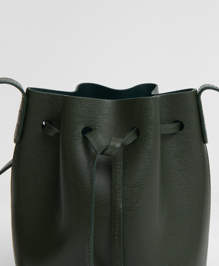 Mansur Gavriel Mini Saffiano Leather Bucket Bag Black