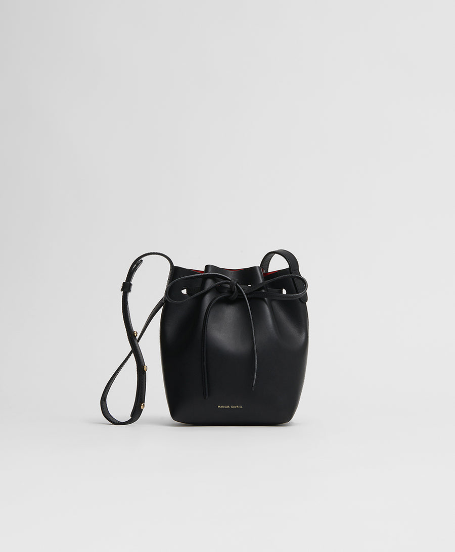 Mansur Gavriel Mini M Frame Bag in Black/Flamma