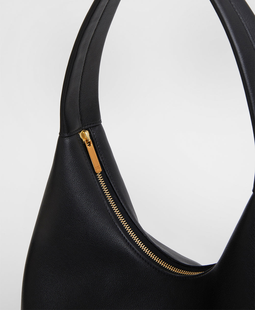 Black Leather Hobo Handbag