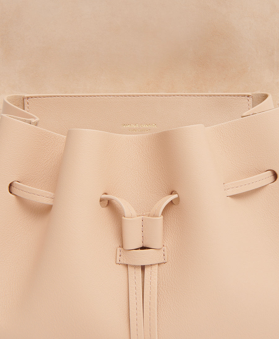 French women's bag made in France Lancaster leather bucket bag color camel