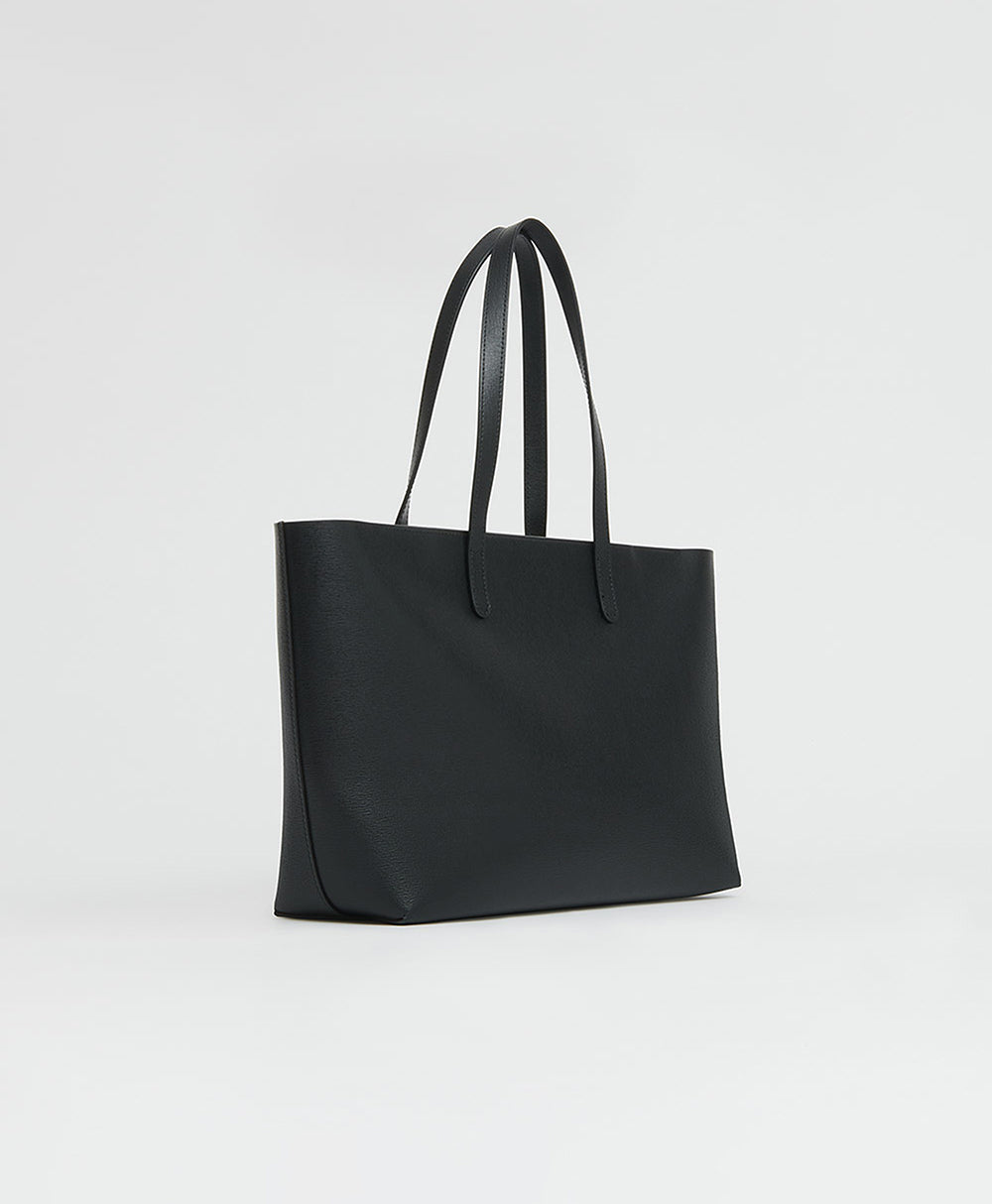 Black leather tote bag hotsell with zip