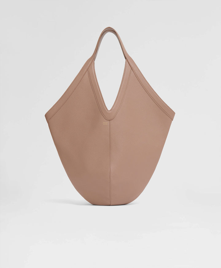 Mansur Gavriel Peach/Brown Canvas and Leather Large Tote at 1stDibs