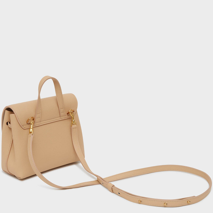 Saddle Bag with Strap Sand-Colored Grained Calfskin